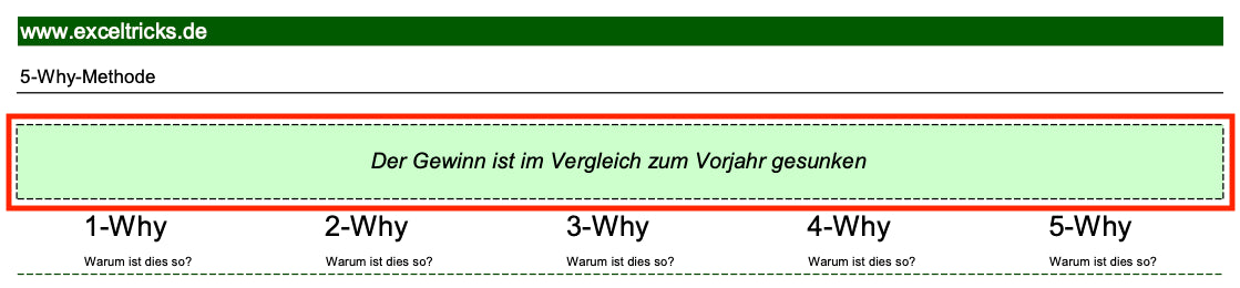 Excel-Vorlage: 5-Why-Methode