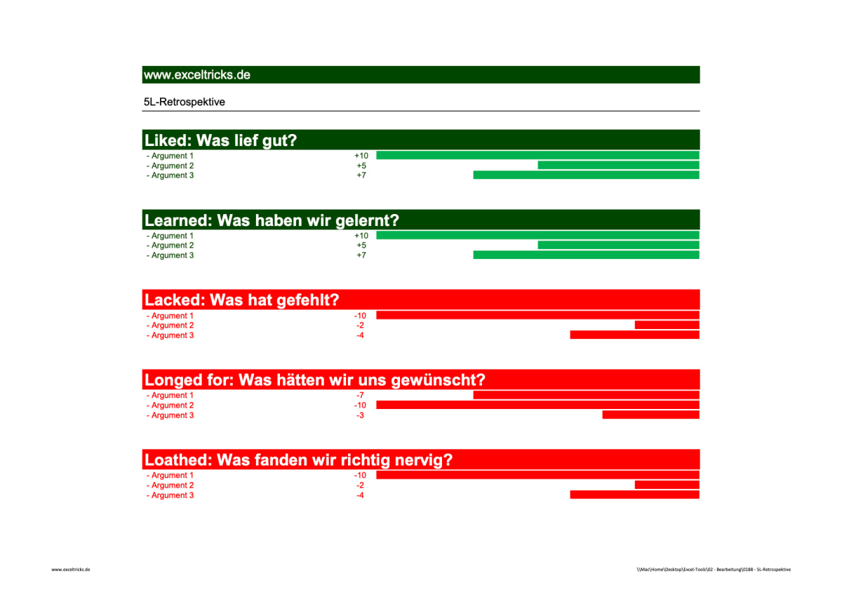 Excel-Vorlage: 5L-Retrospektive