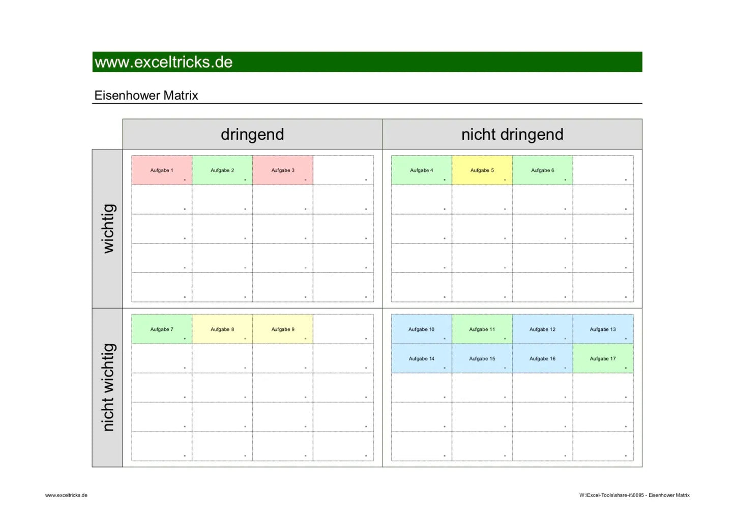 Excel-Vorlage: Eisenhower-Matrix – Aufgaben effizient priorisieren