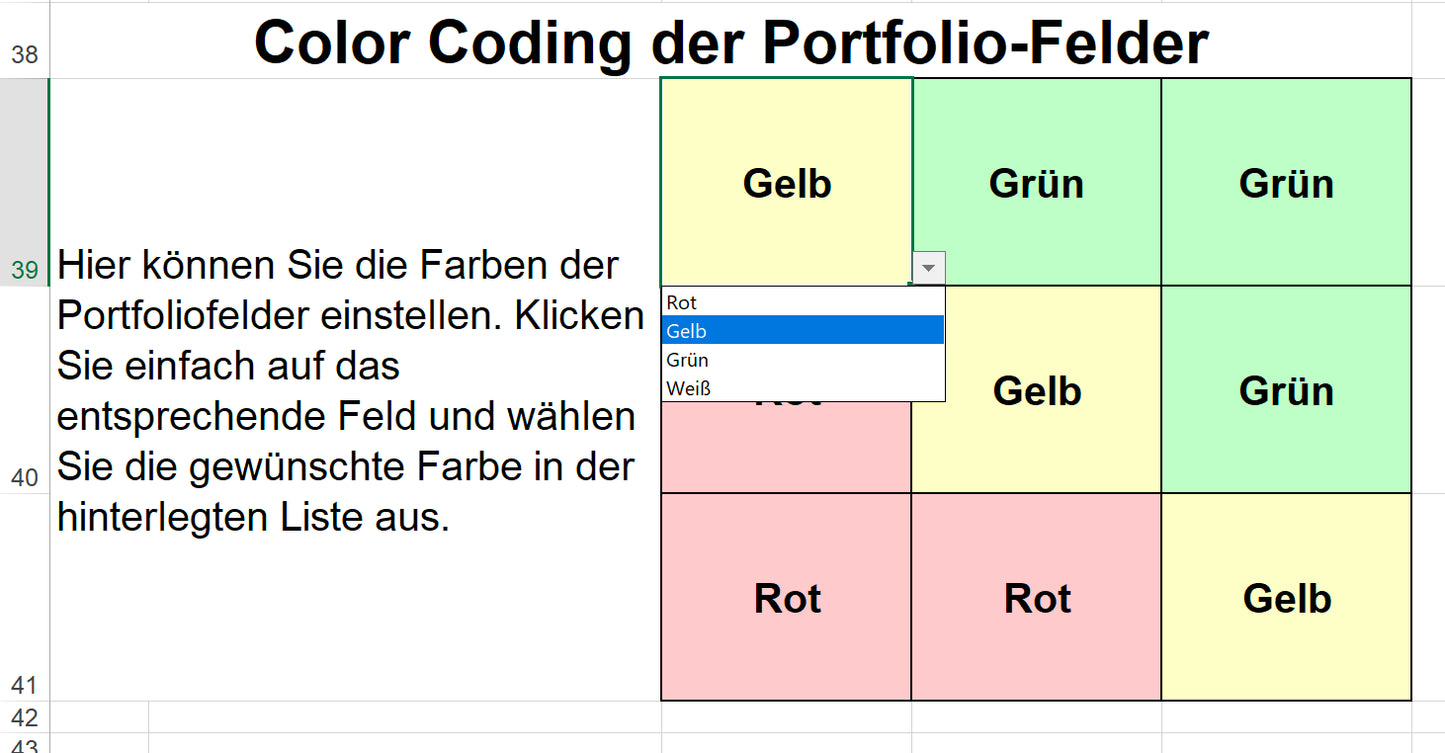 Excel-Vorlage: Marktattraktivitäts-Wettbewerbsstärken-Portfolio