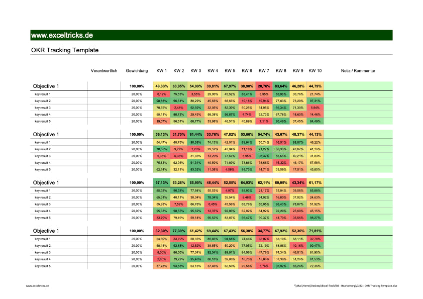 Excel-Vorlage: OKR Tracking Template