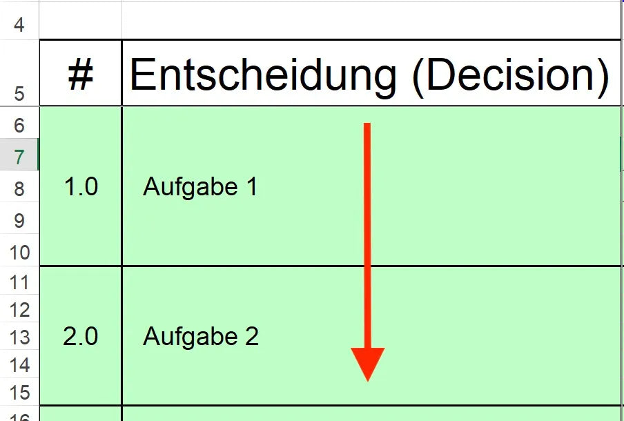 Excel-Vorlage: DACI-Matrix – Modell #2