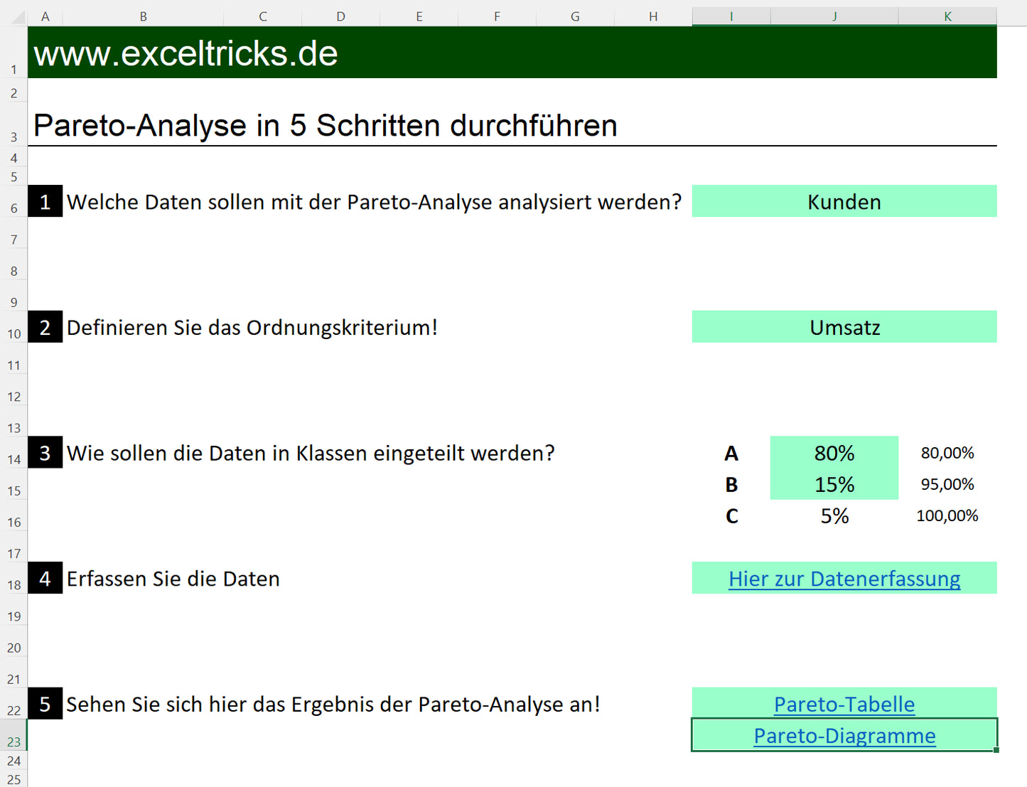 Excel-Vorlage: Pareto-Analyse – Die 80/20-Regel einfach anwenden