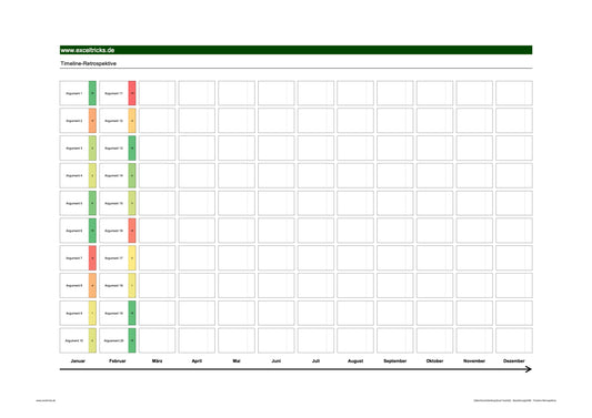 Excel-Vorlage: Timeline-Retrospektive